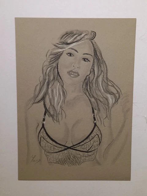 dessin-tableau-femme-nue-pin-up-24-eur-13-00-picclick-fr