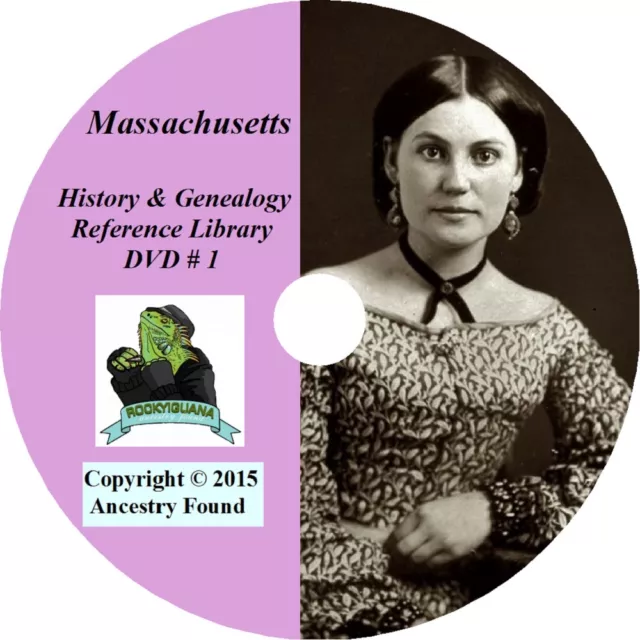 MASSACHUSETTS - History & Genealogy -336 Books on DVD - Ancestors,County,CD,MA