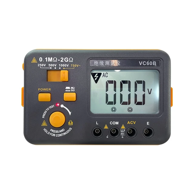 VC60B Digital Insulation Resistance Tester Megohmmeter Ohmmeter Megger Meter 2GΩ