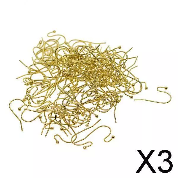 3X 100pcs Brass Earring Hooks Fish Hook Ear Wires French Wire Hooks Black