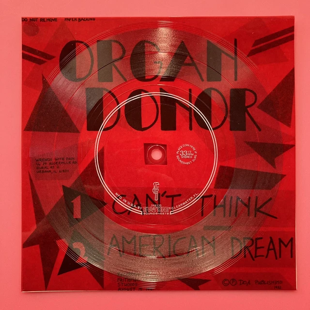 Organ Donor ‎– Can't Think 7" Flexi 45 Power Pop Punk Rock 1981 KBD Rare NYC