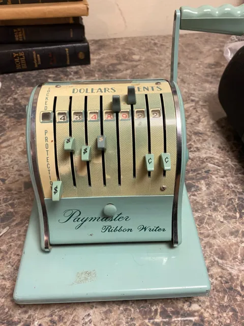 Vintage PAYMASTER Series 8000 Ribbon Writer Mint Color Works. Key Included