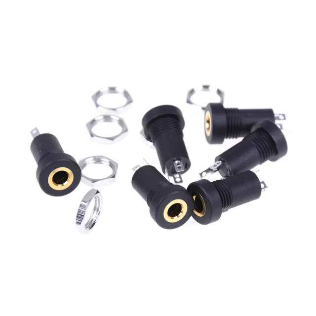 2pcs 3.5MM audio jack socket 3 pole black stereo solder panel mount with n N ZX