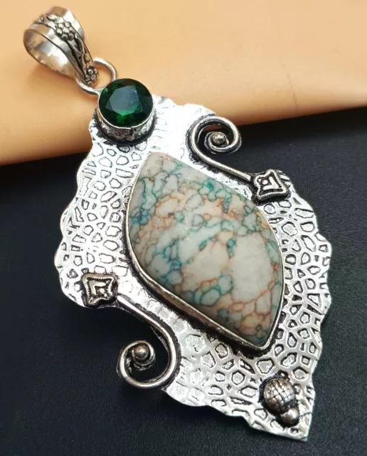 Sale Turquoise Gemstone 925 Sterling Silver Plated 1 PC Unique Designer Pendant