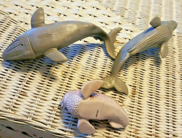 Lot of 3 Sperm Whale Gray Walrus Wild Safari Ocean Life Aquarium Figure Vintage 2
