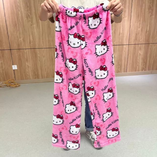 Hello Kitty Pyjama Hose Schlafanzug Anime Kawaii Hausanzug Home Hose warm DE