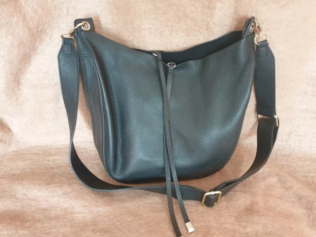 Black Leather Hobo Messenger Bag.  Vince Camuto New York, Black leather bag