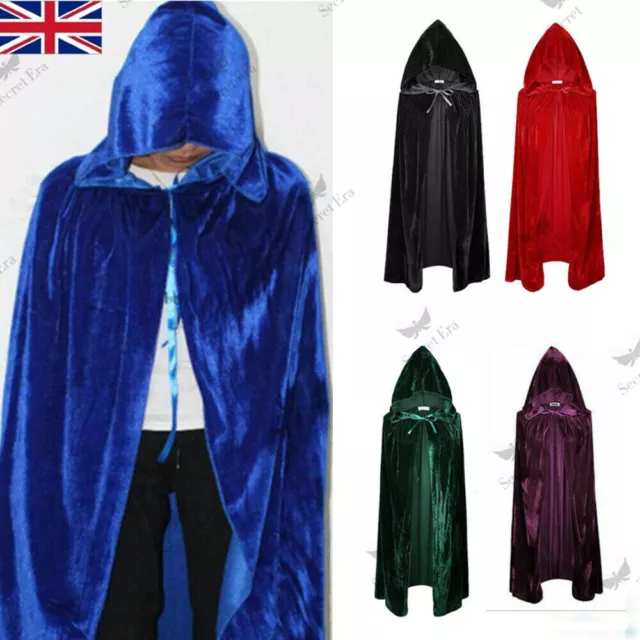 Halloween Unisex Cosplay Death Long Hooded Cloak Wizard Witch Medieval Cape Xmas