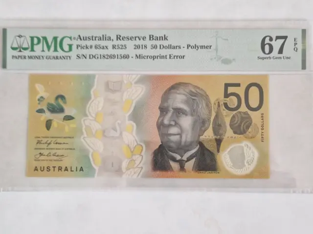 Australia-Reserve Bank 2018 $50 Error BanknotePMG 67EPQ-SUPERB Gem