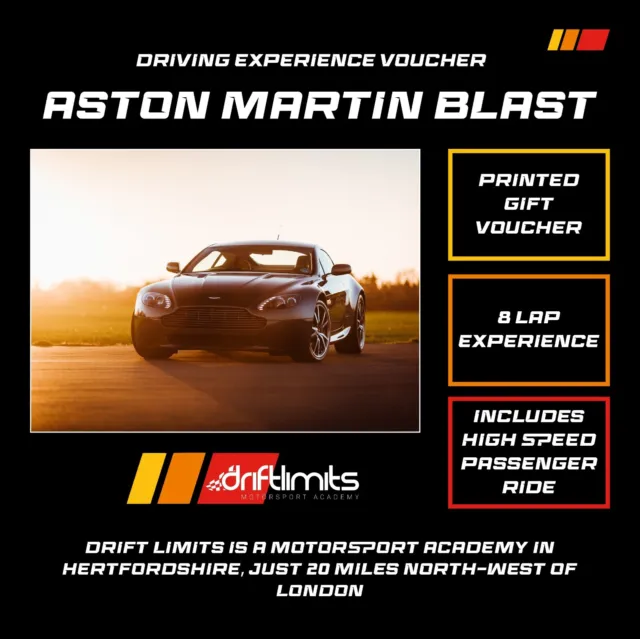 Valentines Gift - Aston Martin 8 Lap Driving Experience Voucher - 50% off