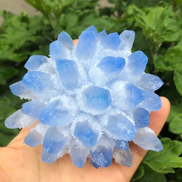 300g+ New Find Blue Phantom Quartz Crystal Cluster Mineral Specimen Healing
