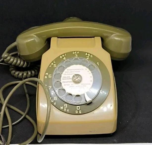 Téléphone Fixe Vintage S63 - Couleurs Marron, Beige, Kaki - Avec Combiné - Fonctionne