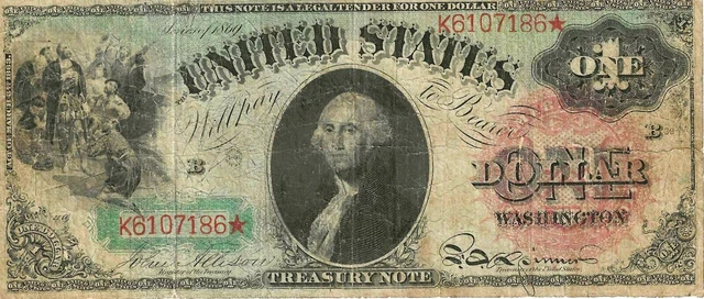 1869 $1 Legal Tender ~ Rainbow Note ~ Fr-18 One-Year Type ~ Rainbow Series Nice