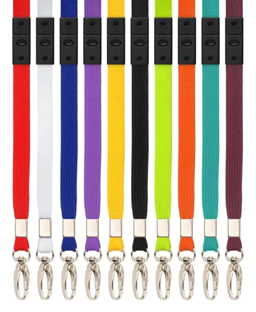 SAFETY BREAKAWAY LANYARDS Various Plain Colours Metal Lobster Clip