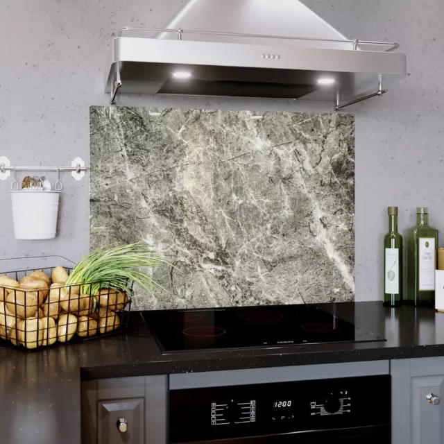 Glass Splashback Kitchen Tile Cooker Panel ANY SIZE Natural Marble Stone Texture