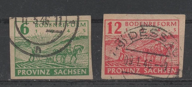 .SBZ-Provinz Sachsen 85 - 86  (Bodenreform) gestempelt