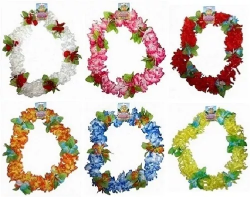 Hawaiian Deluxe Lei Neck Garland Fancy Dress 6 Bright Colours New h