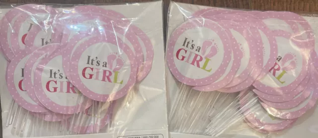 48~Wilton  "It's a Girl"- Cupcake Toppers Picks ( 2 X 24 Picks) 3