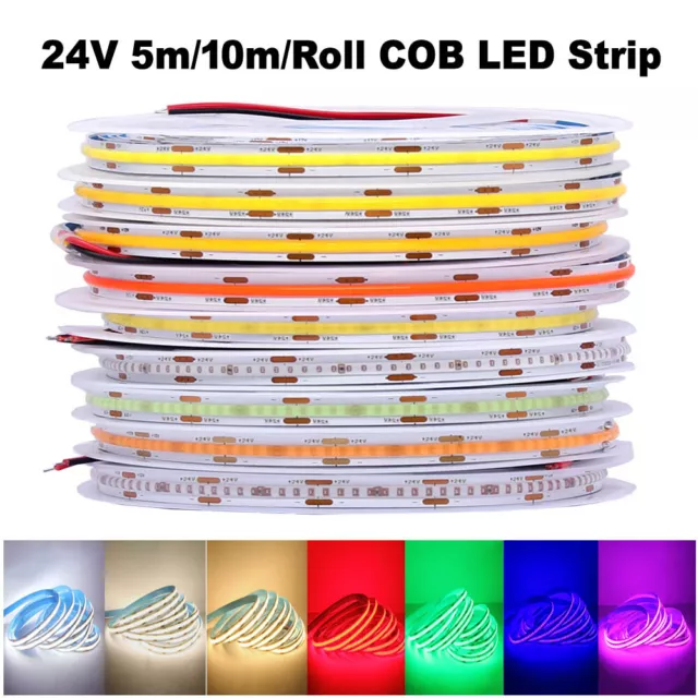 5m 10m COB LED Bande Lumière 320LED/m Haute Densité Flexible Strip Lampe 24V