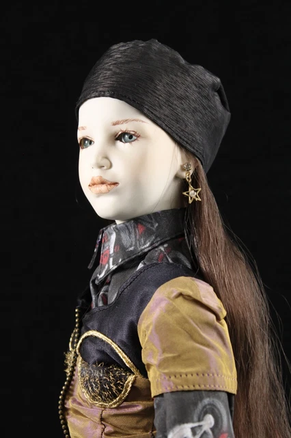 Rare OOAK Uta Brauser 19" All Porcelain Jointed Kristen Doll Human Hair Modern