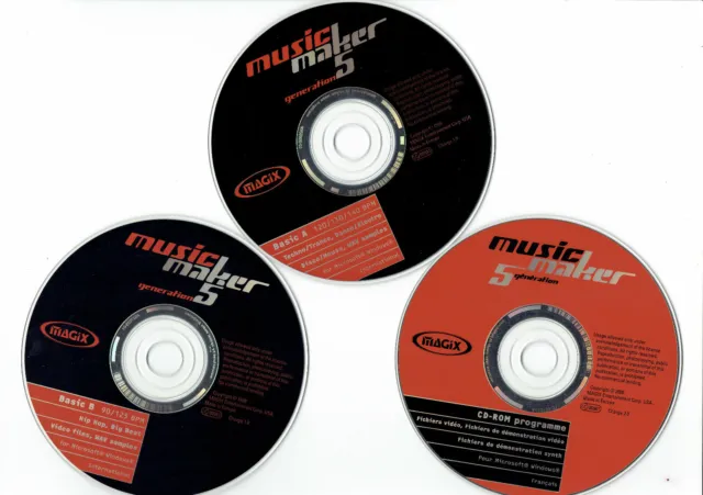 Music Maker 5e génération. Logiciel + 3 CD-ROM + notice. Windows 95/98 - Win-NT 3
