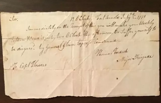 John Glover - Revolutionary War - datelined Fort Arnold July 2, 1778
