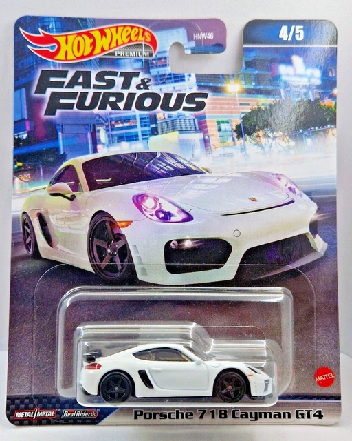Hot Wheels HKD20 Premium Fast & Furious Porsche 718 Cayman GT4 Scala 1/64 Bianca