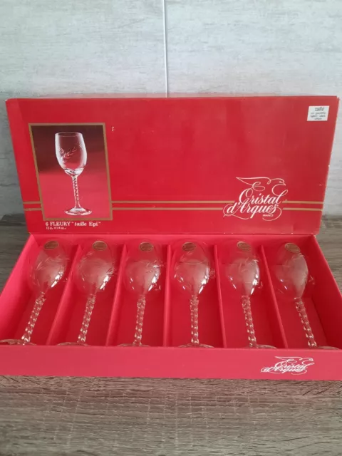 Coffret 6 Verres A Vin Blanc 12 Cl Cristal D'arques Modèle Fleury Épi neuf