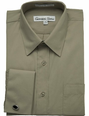 NEW Men's Shirt French Cuff Solid Dress Shirt (Cufflinks included) - Colors
