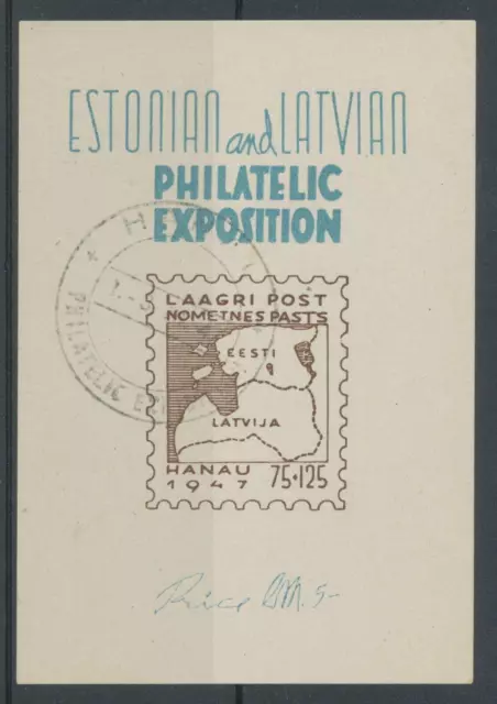 ESTLAND / LETTLAND 1947, Estonian and Latvian Philatelic Exposition HANAU 1947 O