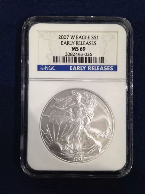 2007-W West Point Burnished American Silver Eagle NGC Early Releases MS-69