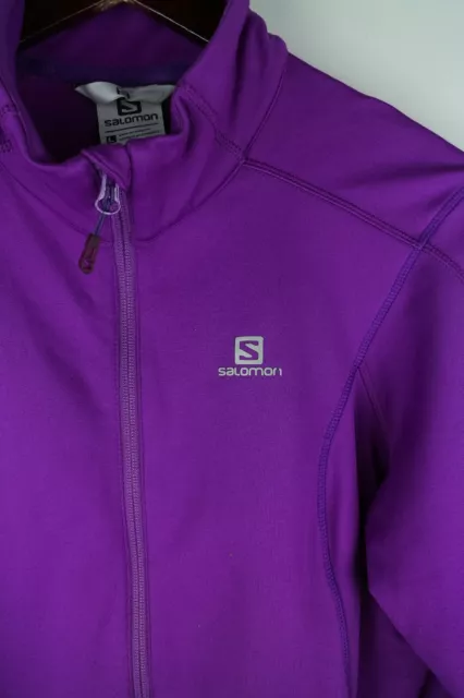 Salomon Acti Therm Women Track Jacket Activewear Stretch Full Zip Purple size L 3