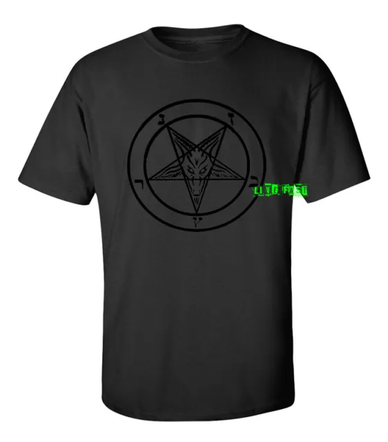 BAPHOMET PENTAGRAM T SHIRT (black on black) satan black metal music 666 occult