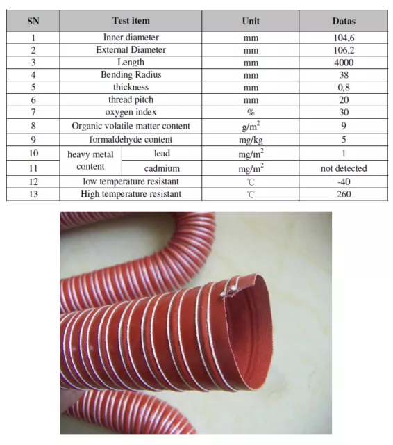 Tubo IN Gomma Tubi Silicone Industrieschlauch Ø 105 MM a Spirale Flessibile