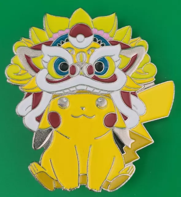 Pokemon Pikachu Chinese Dragon Head Enamel Hat Lapel Pin Double Pinback