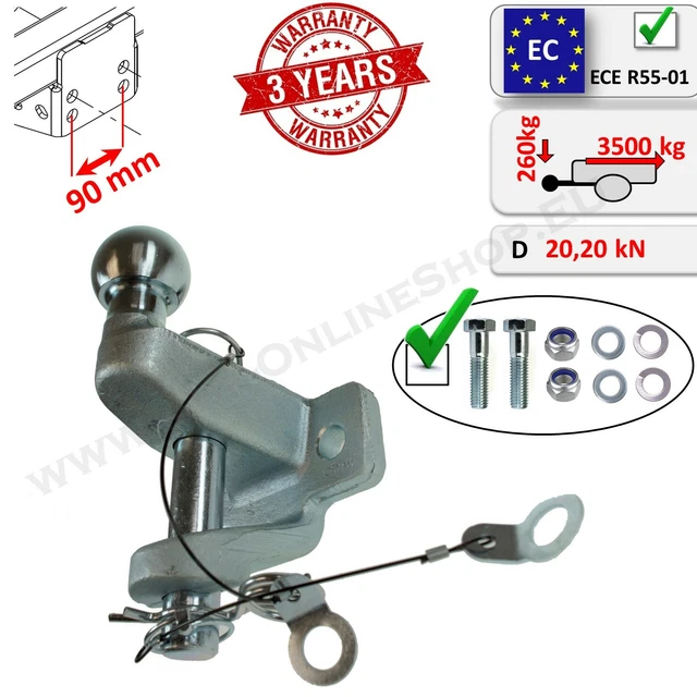 Ackerschienenbolzen 3,5t TÜV - Kugelkopf Mit Stopmutter