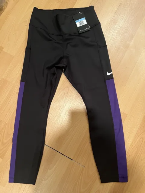 NIKE ONE CROP Mesh Pant Mid Rise Snug Fit Women's M CJ1816 Tight Black  Purple $14.00 - PicClick