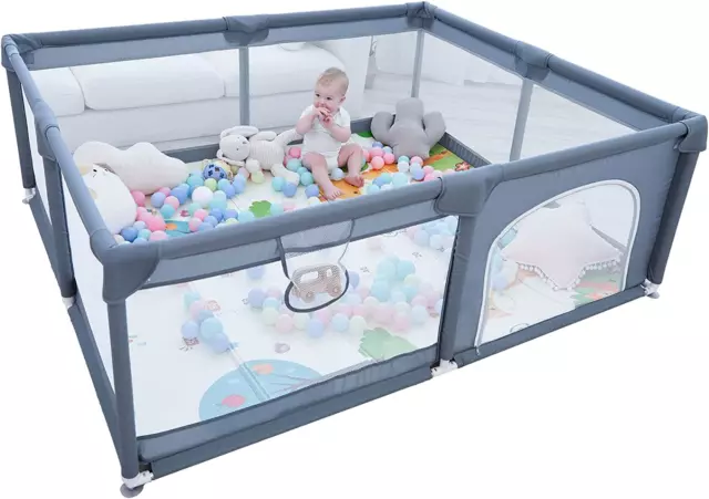 Baby Playpen, 150 X 180 X 68Cm Large Playpen Baby and Toddlers, Large Playard, A