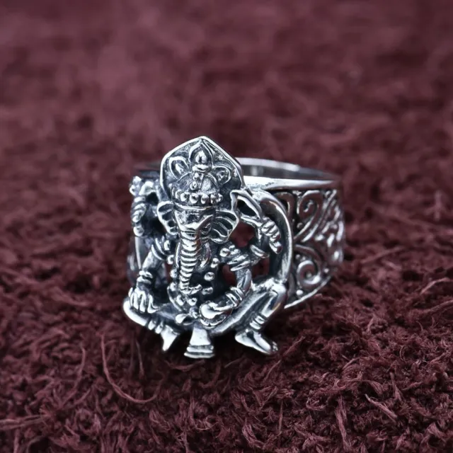 A25 Ring Sterling Silber 925 Elefantengott Ganesha Elefant größenverstellbar