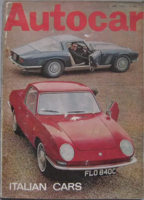 Autocar magazine 3 June 1966 featuring Fiat 850 Coupe & Bertone Spider road test