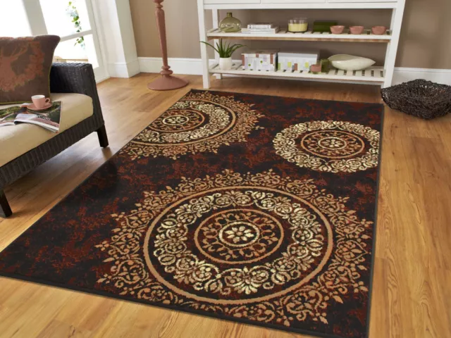 New Area Rugs 8x10 Brown Black Circles Area Rug 5x7 Contemporary 5x8 Rugs 2x3