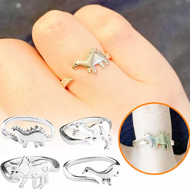 Dinosaur Ring for Women Brontosaurus Stegosaurus Rings Dinosaur Ring Adjustable#