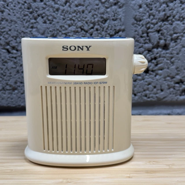SONY ICF-S79W 3 Band Radio Weather Shower Mate FM/AM White Works Well ...