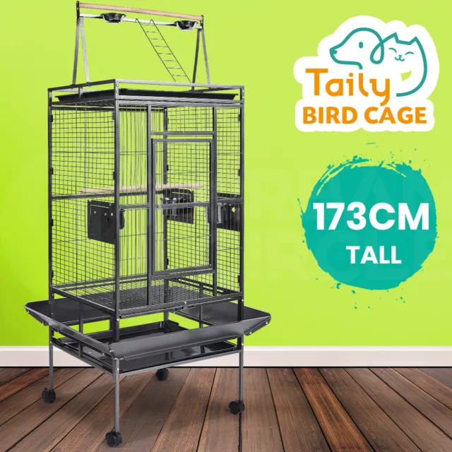 Taily 173cm Large Bird Cage Pet Cages Parrot Aviary Stand-Alone Budgie Toy Black