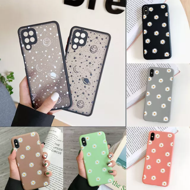 For Samsung Galaxy A12 S21 A52 S20 FE Cute Flower Silicone Case Shockproof Cover