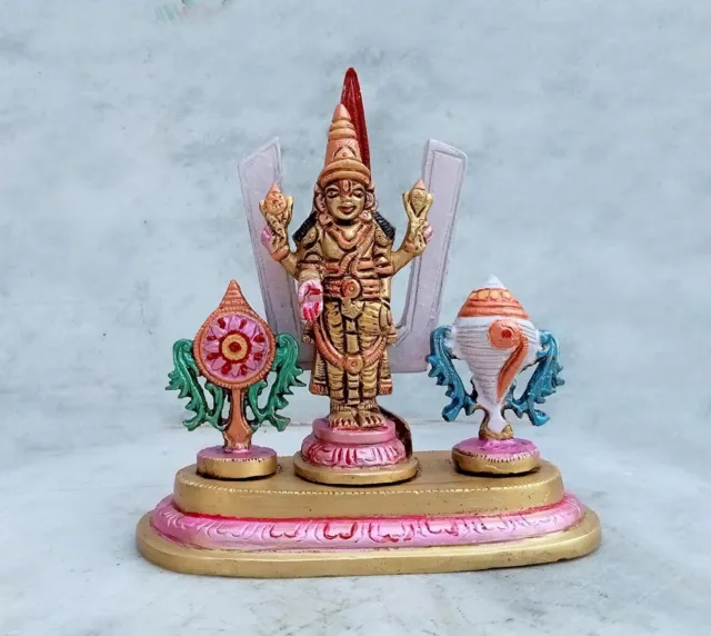 Shankh Chakra Tilak Namaha Pure Brass with Narayan Vishnu God Weight 700 gm