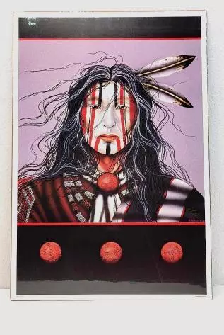 Henri Peter Reflections Native American Indian Art Print Signed Number Black Red