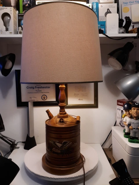 VINTAGE Circa 1960's - 1970's  Patriotic STEAMPUNK INDUSTRIAL GAS CAN TABLE LAMP