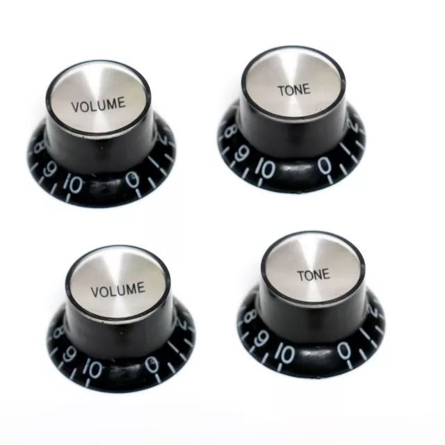 Bell Reflector Top Hutknöpfe Lautstärke Ton passend für Gibson & Epiphone schwarz/silber