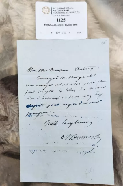 SIGNED Alexandre Dumas, fils - Autograph Letter Signed VINTAGE